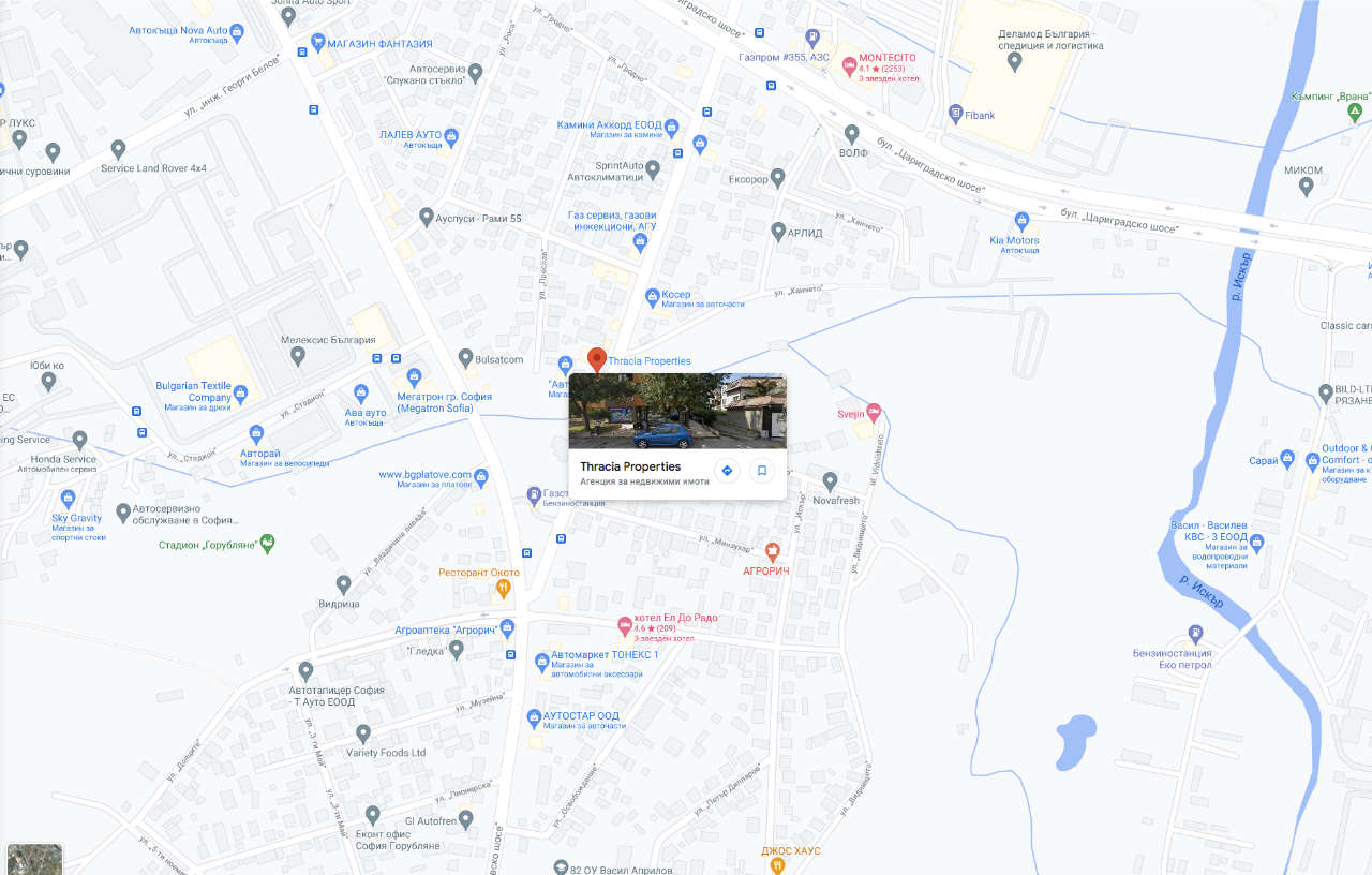 Карта до офиса на Thracia Properties в кв. Горубляне